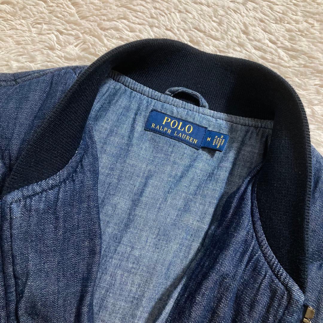美品 ポロラルフローレン デニムボンバージャケット MA-1 中綿入り ポニー