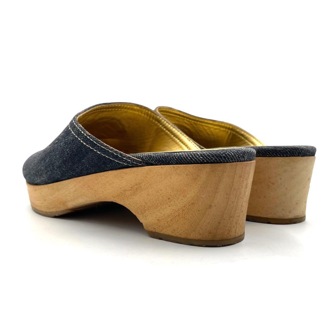 シャネル デニム サンダル サボ ココマーク インディゴブルー 36 付属なし