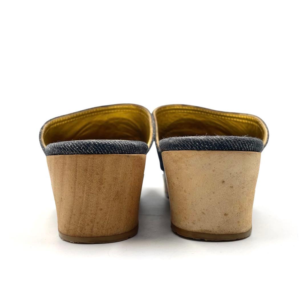 シャネル デニム サンダル サボ ココマーク インディゴブルー 36 付属なし