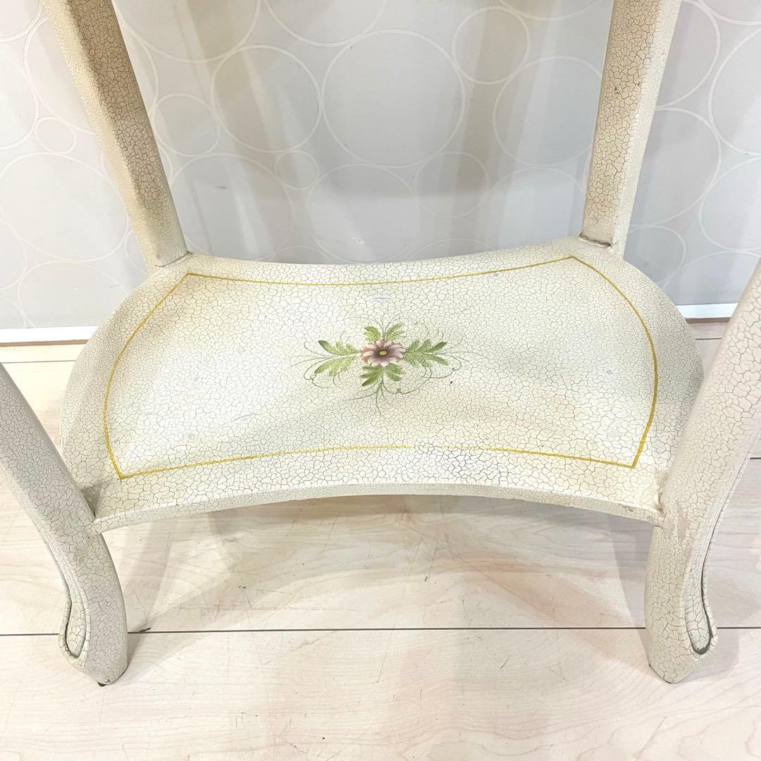 【希少】アンティーク調 フラワーペイント 猫脚サイドテーブル 引き出し付 北欧