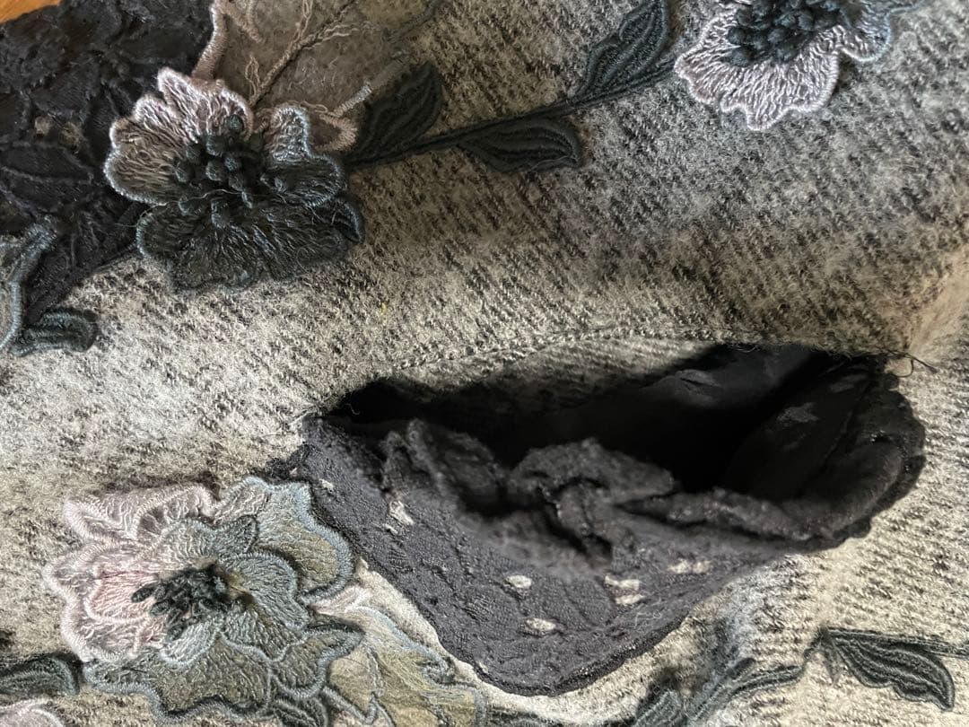 【アトリエまりこ】フード付きケープコート グレー