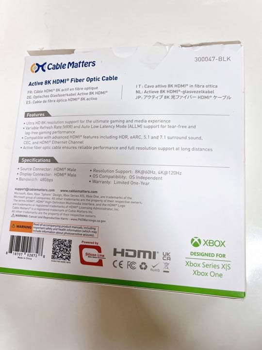 HDMIケーブル 8K 光ファイバー 10m 高速 光ファイバーHDMIケーブル