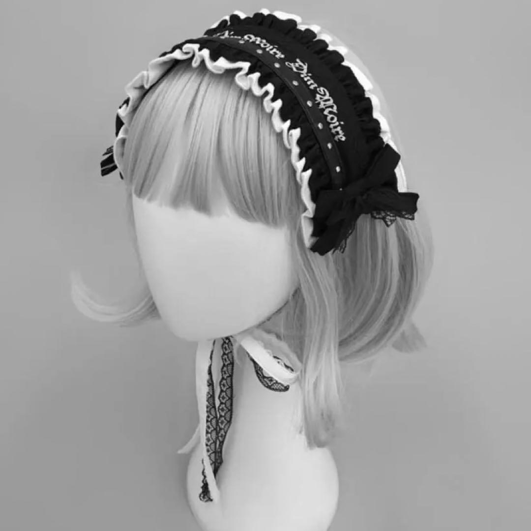 Dimmoire フリル×スタッズヘッドドレス　Black&White