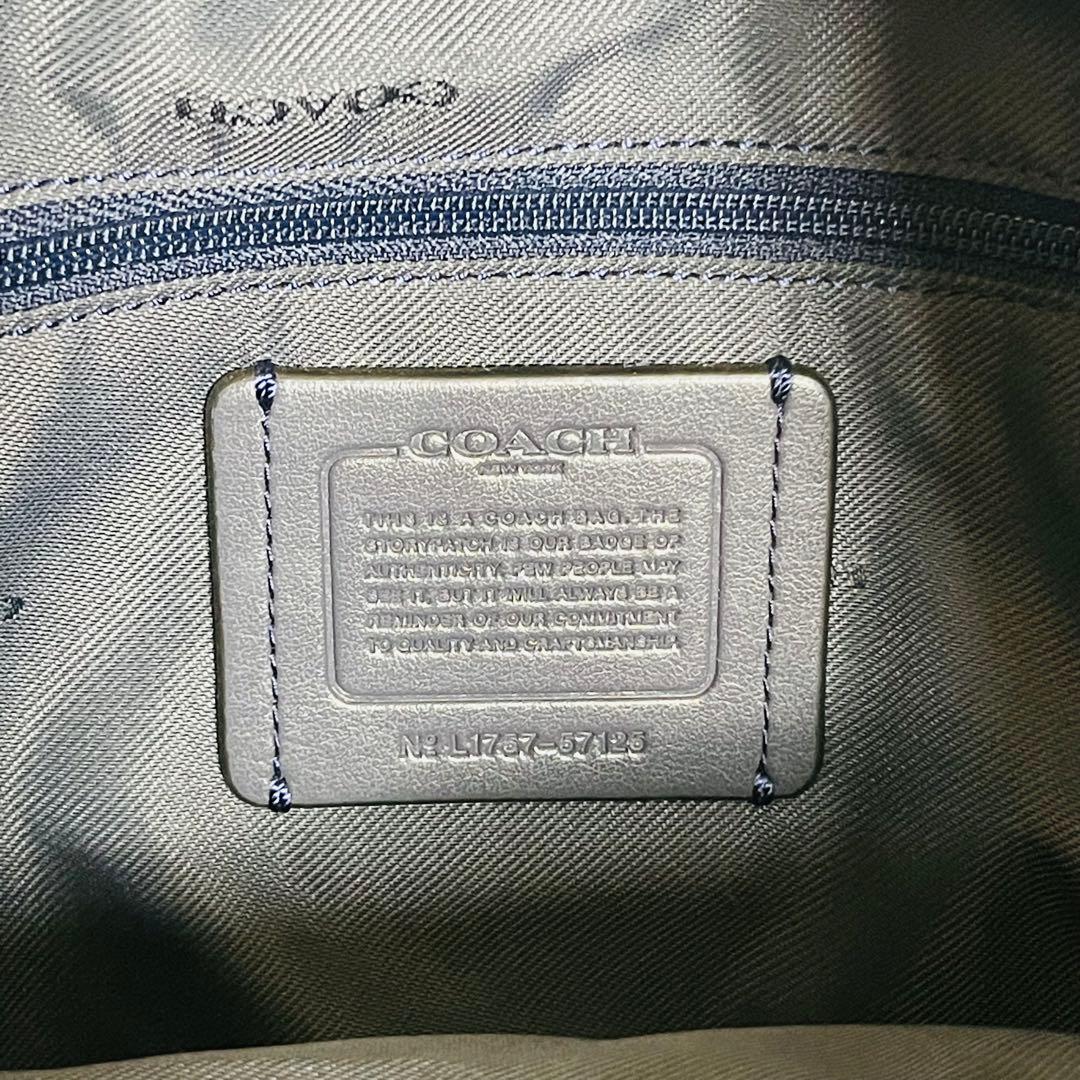 極美品 コーチ イーディー ショルダーバッグ ターンロック ネイビー レザー