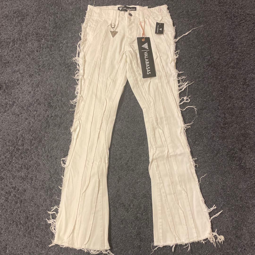 valabasasバラバサス クラッシュリペアスキニーフレアデニム ホワイト28