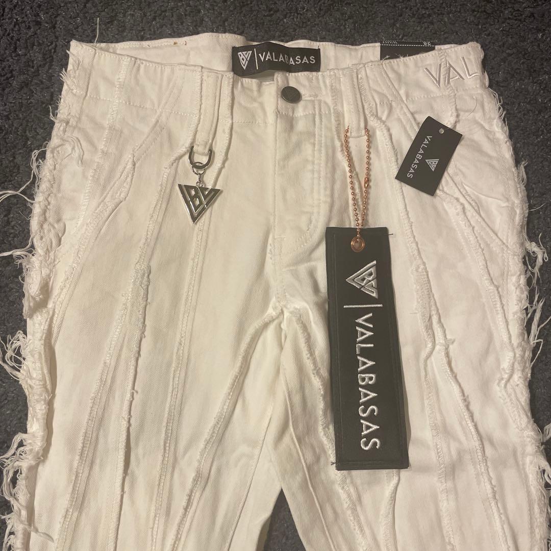 valabasasバラバサス クラッシュリペアスキニーフレアデニム ホワイト28