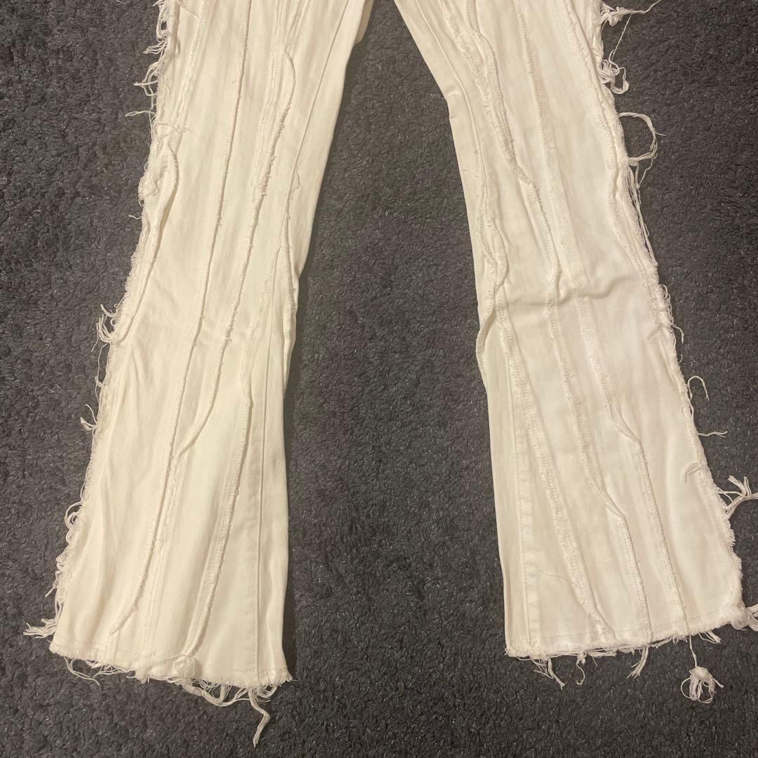 valabasasバラバサス クラッシュリペアスキニーフレアデニム ホワイト28