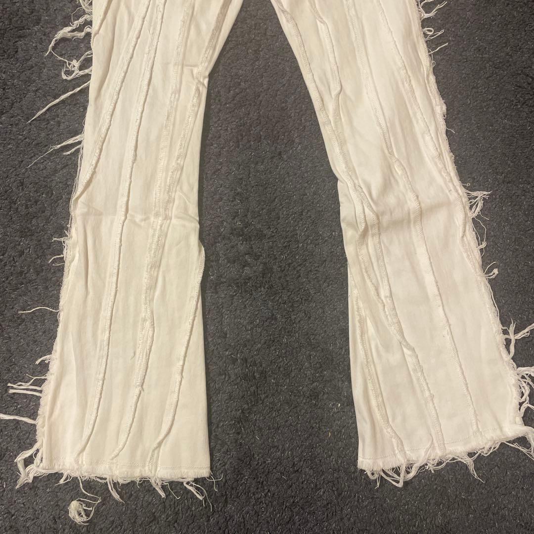 valabasasバラバサス クラッシュリペアスキニーフレアデニム ホワイト28