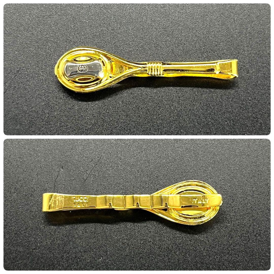 GUCCI グッチ ゴールド系ネクタイピン&カフス セット ケース付き