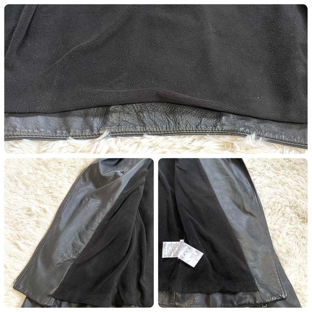 ヘルムートラング　フード　ラムスキン レザージャケット　ライダース　XS