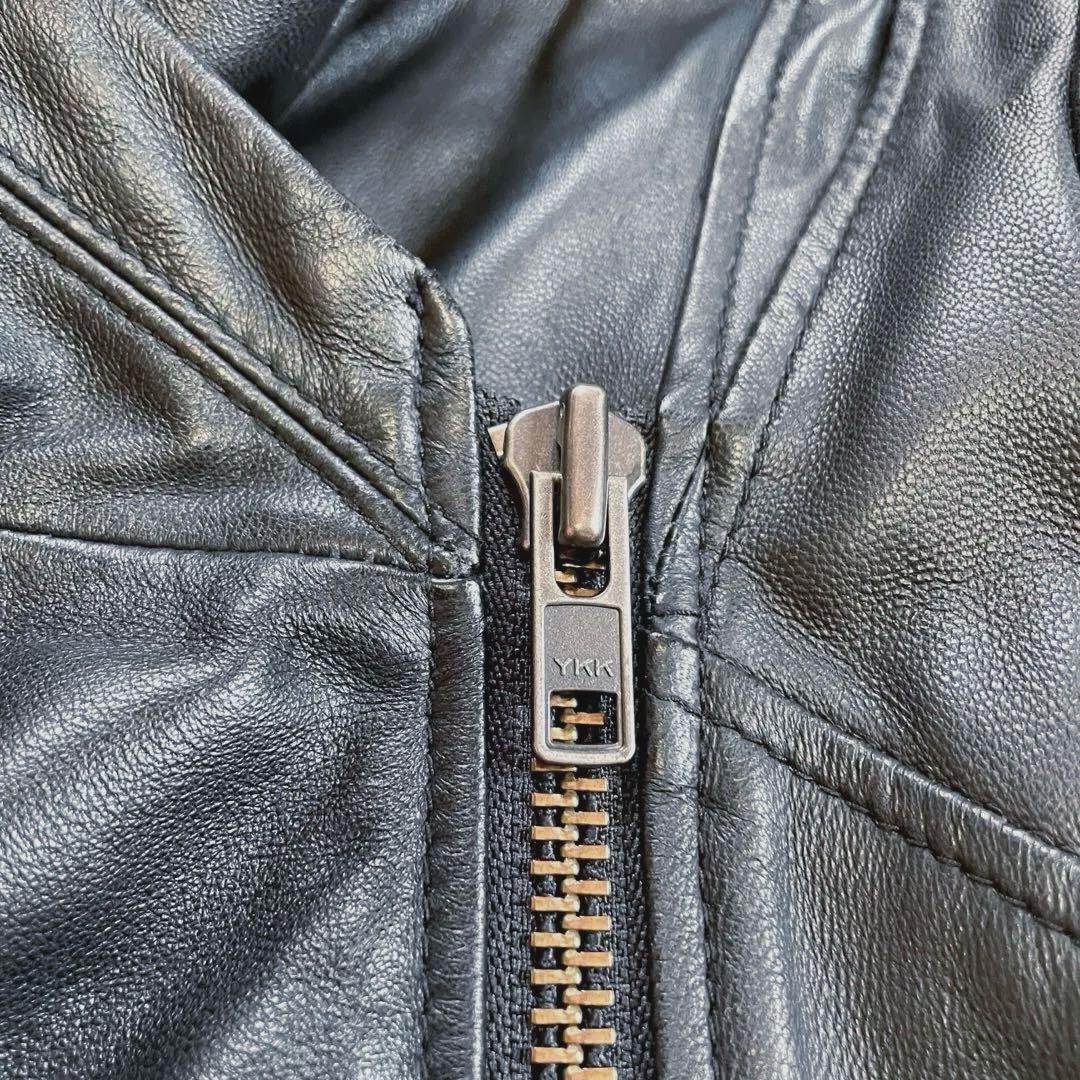 ヘルムートラング　フード　ラムスキン レザージャケット　ライダース　XS