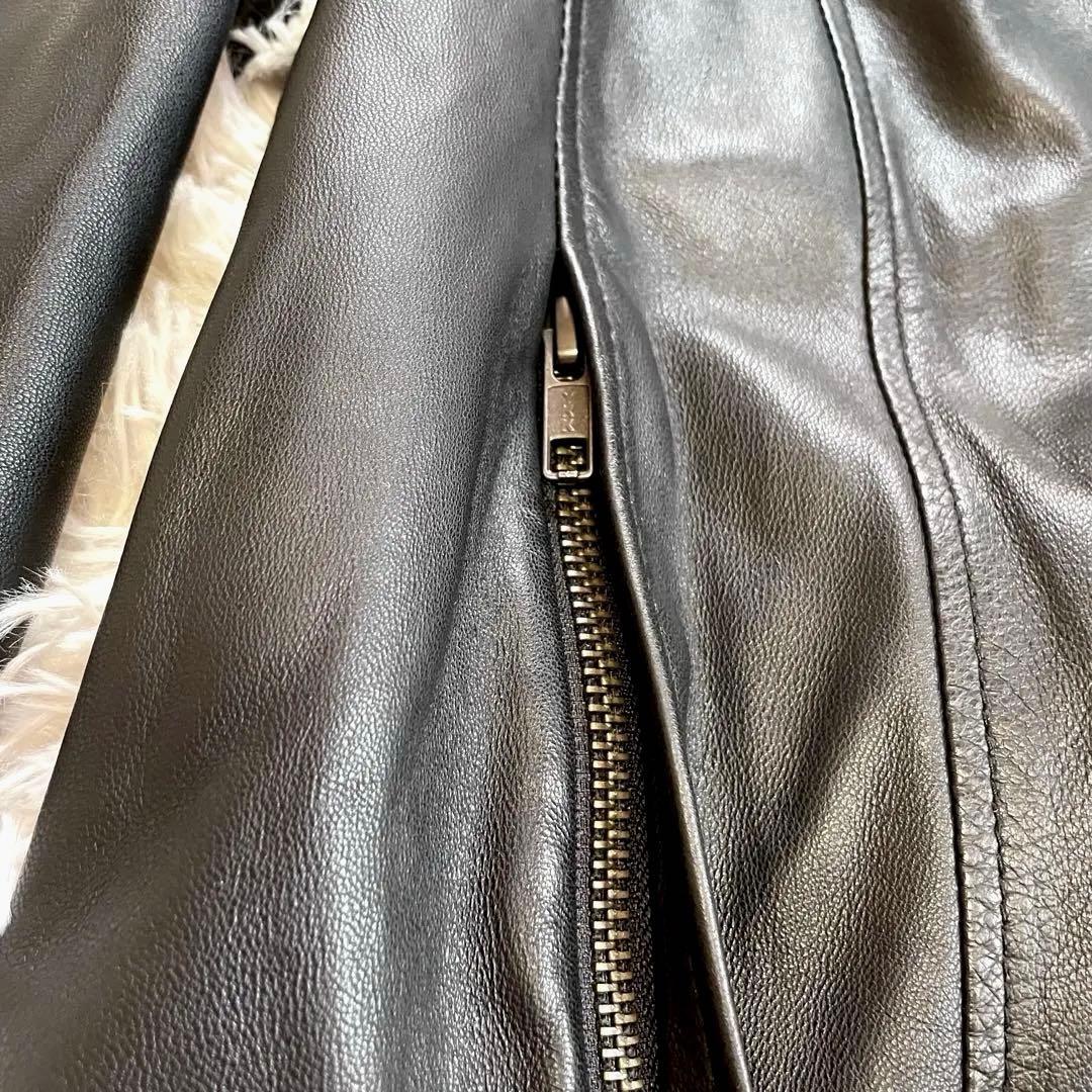 ヘルムートラング　フード　ラムスキン レザージャケット　ライダース　XS