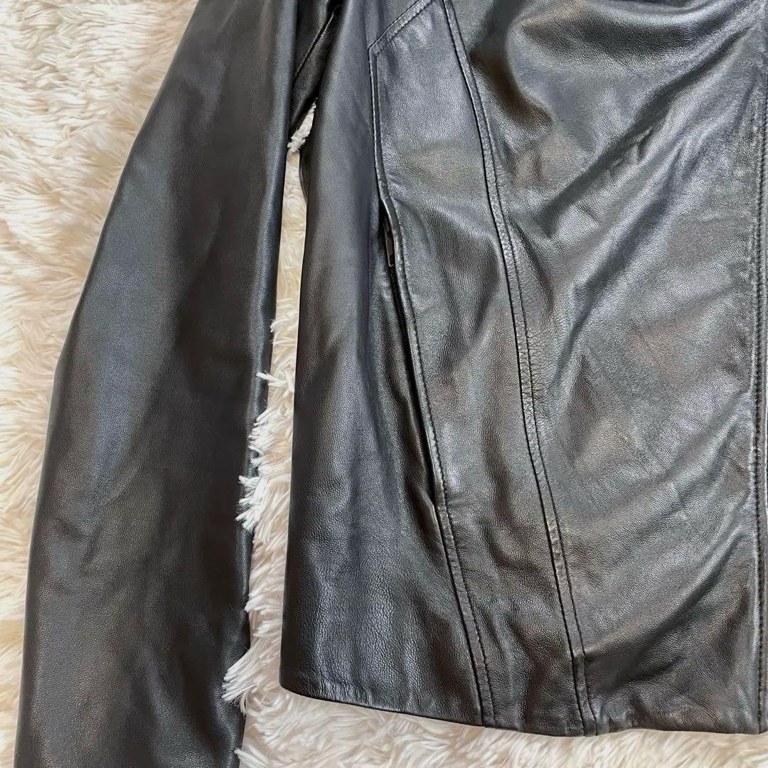 ヘルムートラング　フード　ラムスキン レザージャケット　ライダース　XS