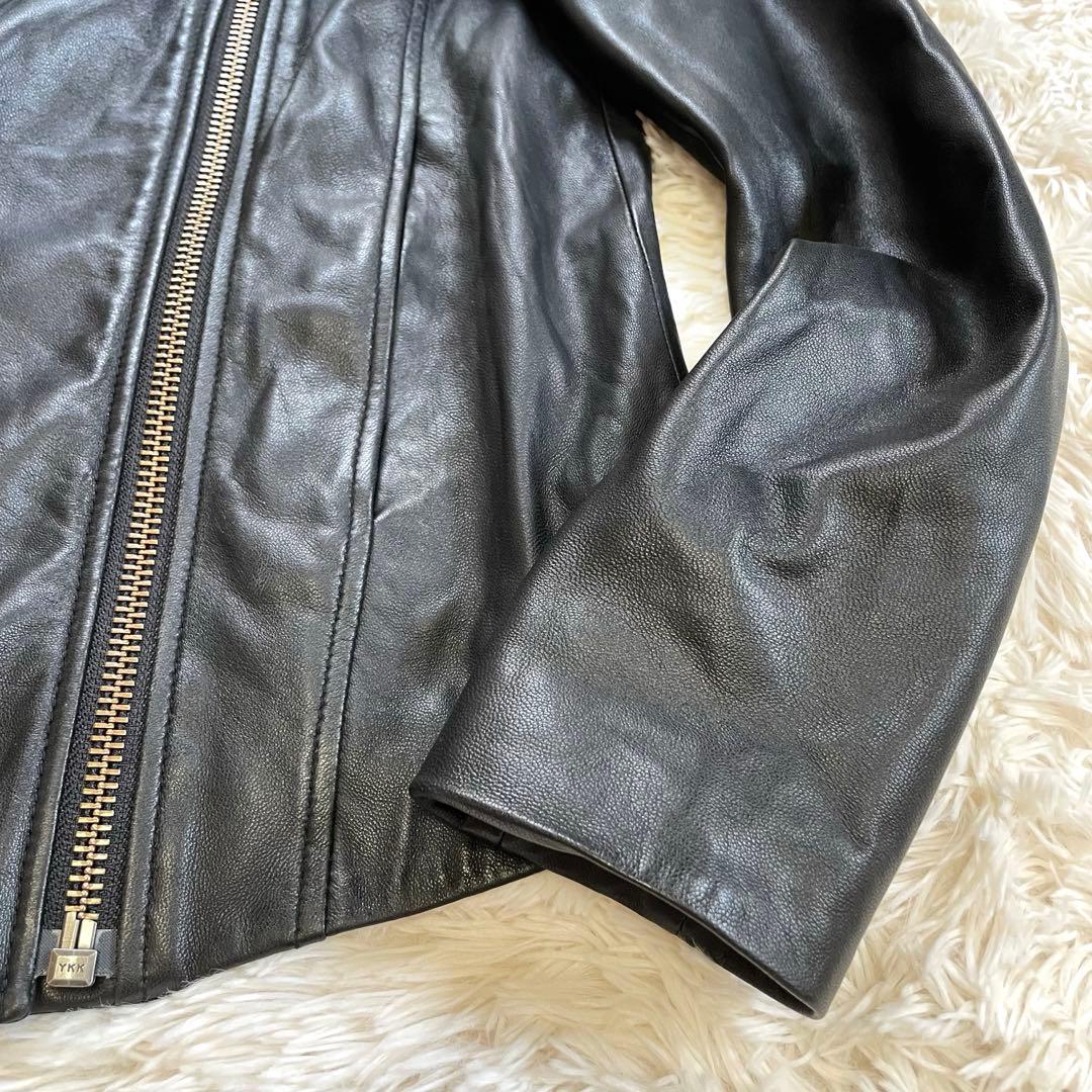 ヘルムートラング　フード　ラムスキン レザージャケット　ライダース　XS