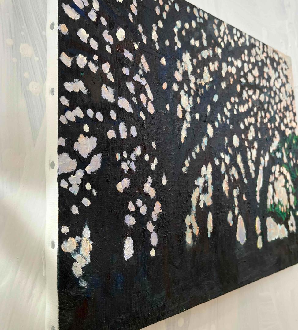 油彩画　原画「キラメク木漏れ日」アート　絵画 32×41㎝ F6　キャンバス