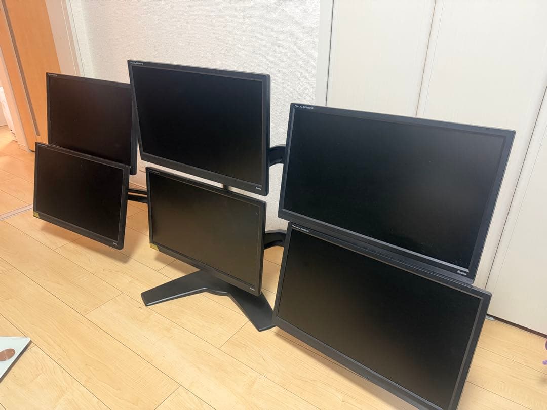 ProLite E2280HS 6台セット モニター本体 モニターアームセット