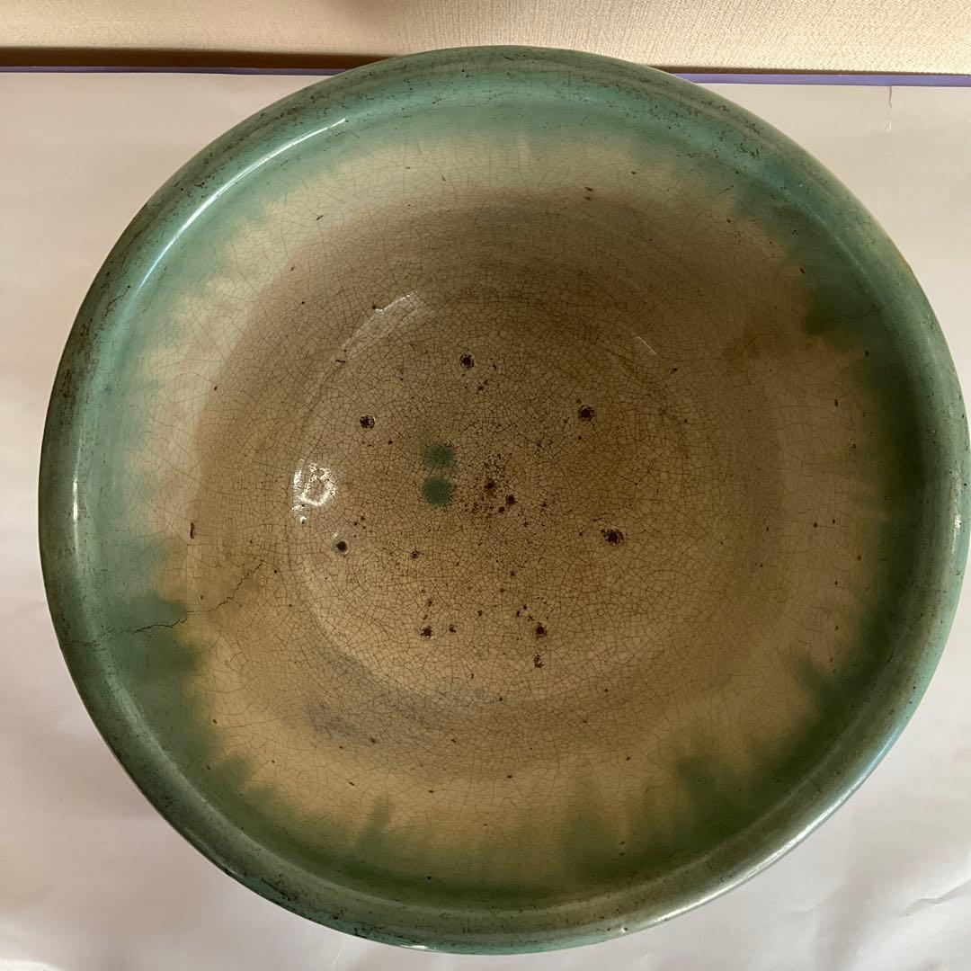 松代焼　白釉緑彩こね鉢　江戸時代後期〜明治時代初期頃