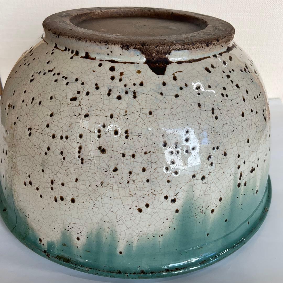 松代焼　白釉緑彩こね鉢　江戸時代後期〜明治時代初期頃