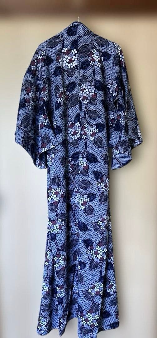 【未使用】手縫い　総絞り　紫陽花柄　浴衣
