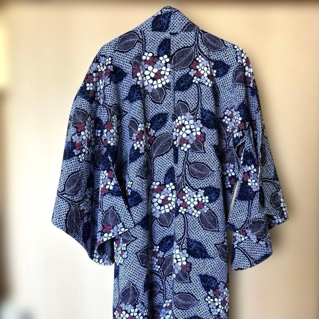 【未使用】手縫い　総絞り　紫陽花柄　浴衣