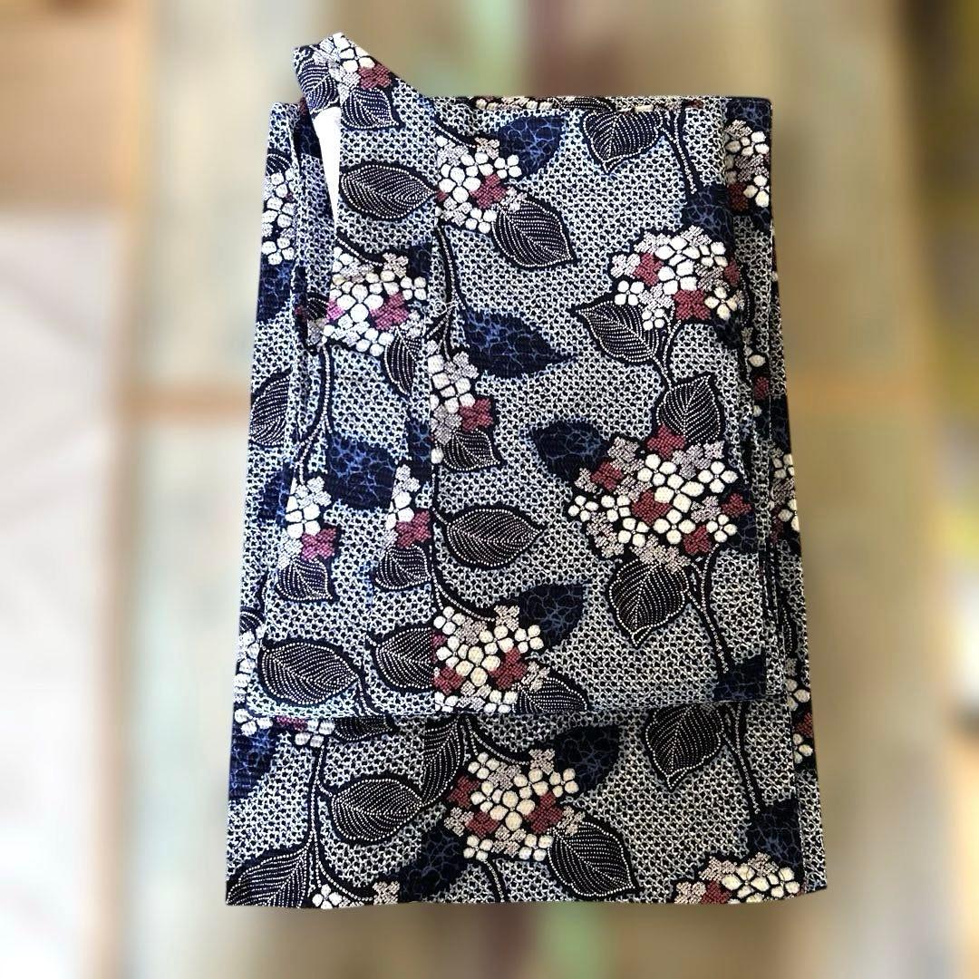 【未使用】手縫い　総絞り　紫陽花柄　浴衣