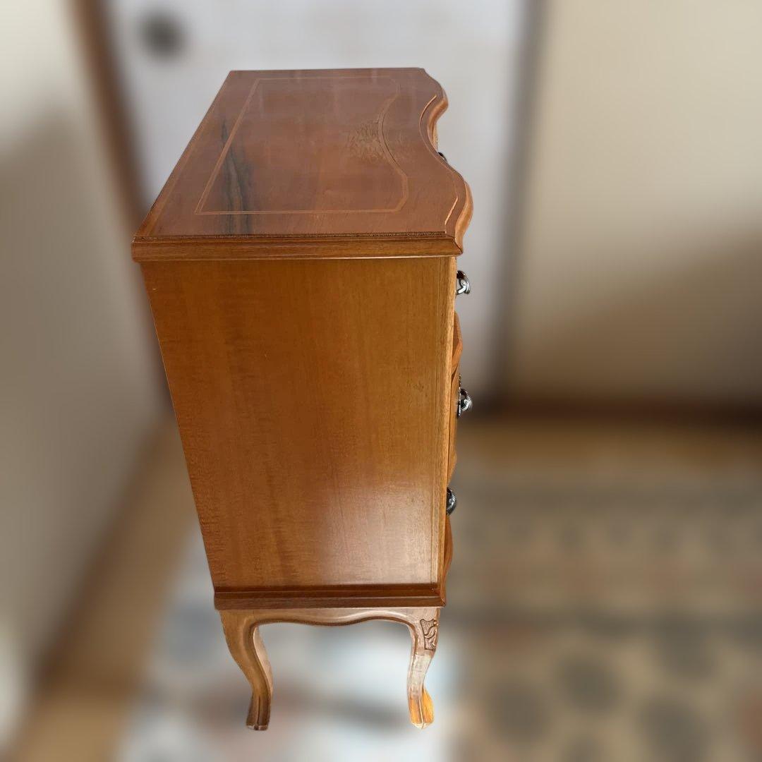 イタリア　象嵌細工 木製チェスト 3段 引き出し付き　サイドボード