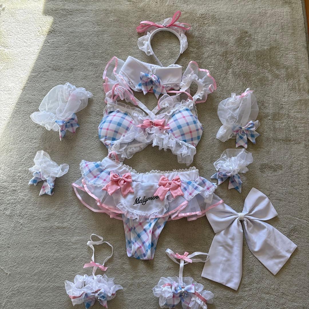 Malymoon フリルチェックアラモードビキニ《レディース水着9点セット》