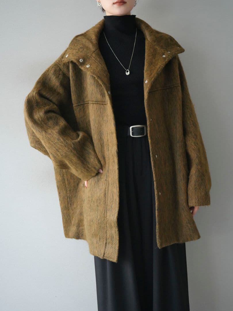 【新品】lumier　スタンドカラーシャギーコート　マスタード　リュミエ