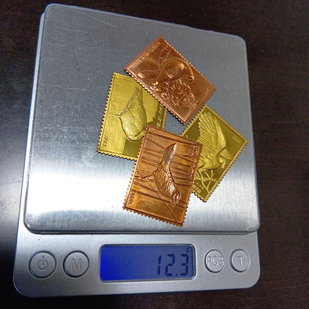 松本徽章工業　金属工芸品　特別郵趣　純金張/純銅プレート　特殊鳥類シリーズ