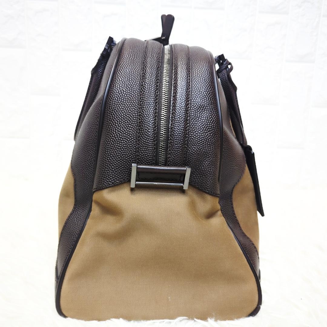 【美品】dunhill キャンバス シボ革 ボストンバッグ 2way 底鋲