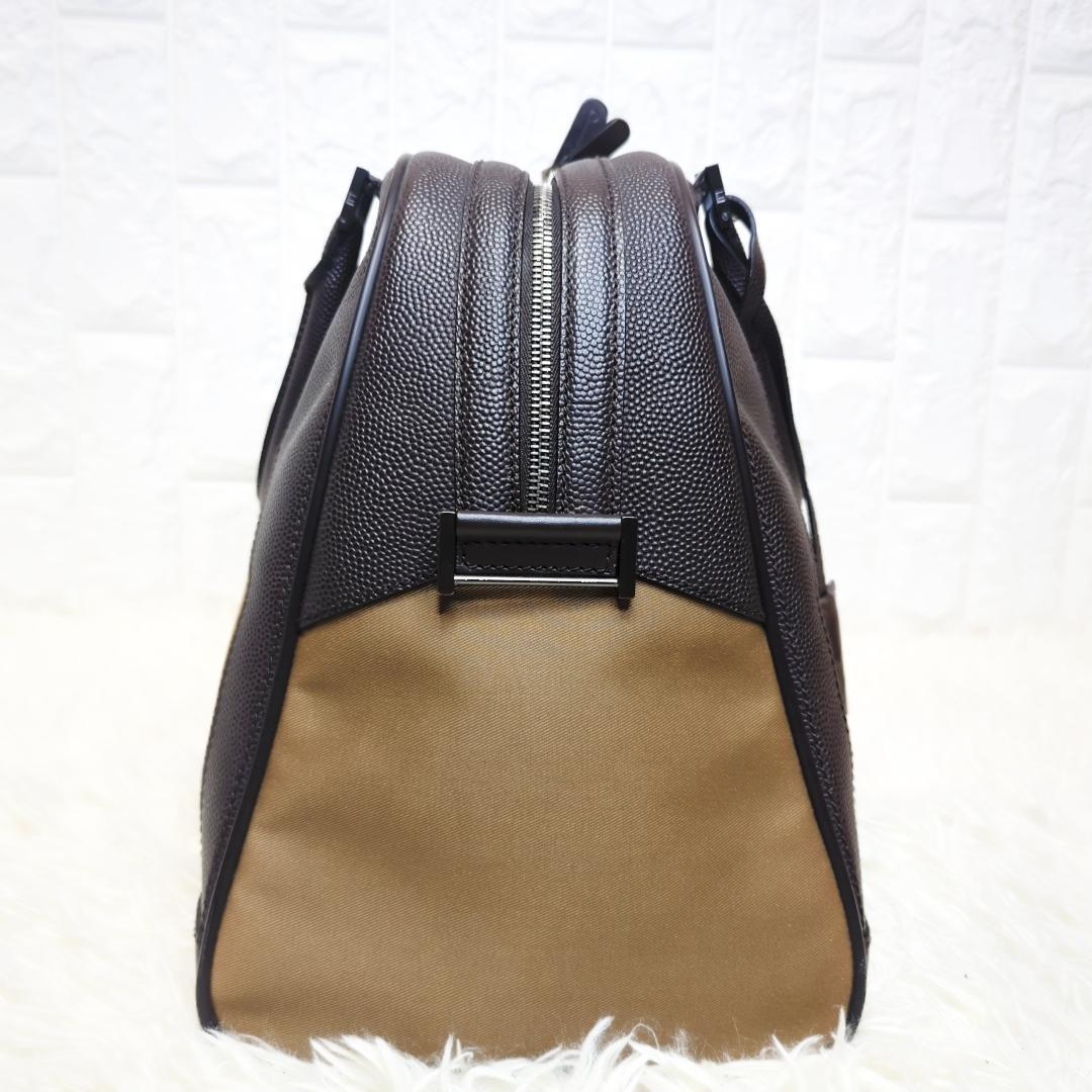 【美品】dunhill キャンバス シボ革 ボストンバッグ 2way 底鋲