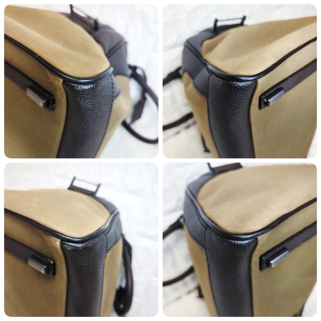 【美品】dunhill キャンバス シボ革 ボストンバッグ 2way 底鋲