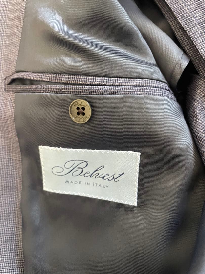 【未使用品　タグ付】ピンなし　ベルベスト　千鳥格子スーツ48