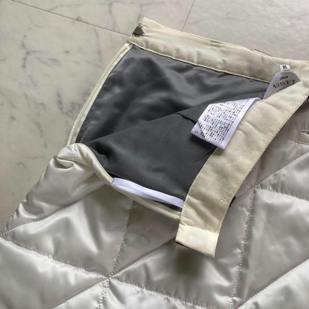 定価41800円【新品】レディース36ランバンスポール 中綿キルトスカート白