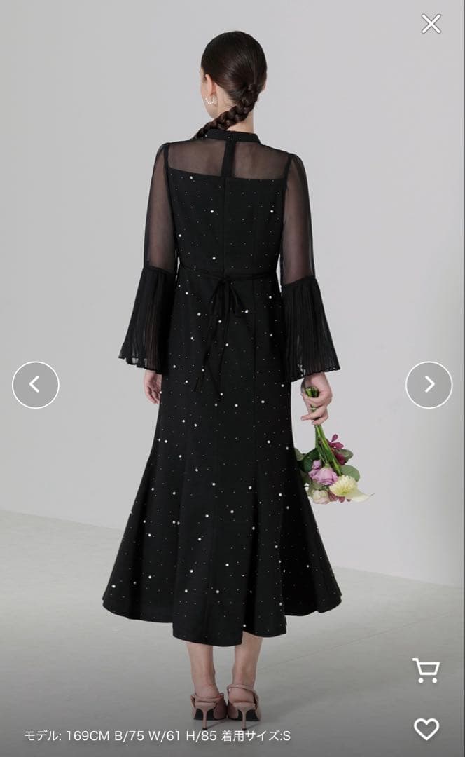 【Leja】パールビーズ ワンピースドレス S