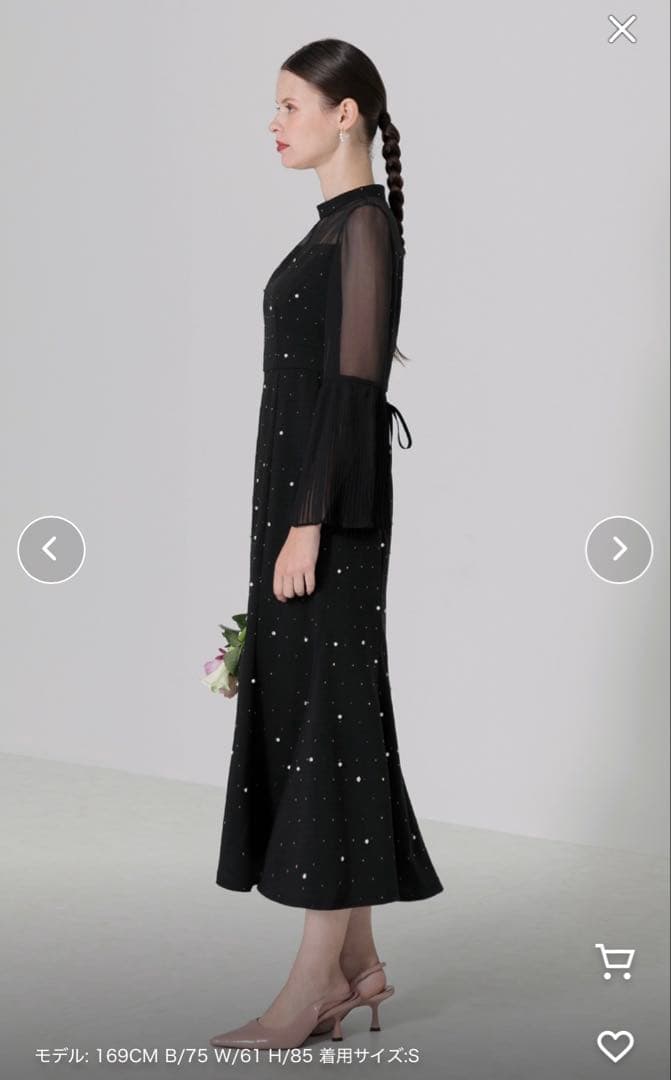 【Leja】パールビーズ ワンピースドレス S