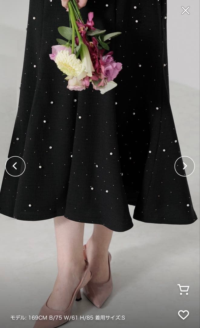 【Leja】パールビーズ ワンピースドレス S