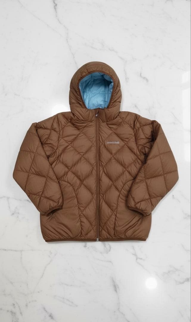 mont-bell ダウンジャケット キルティング　リバーシブル 水色／茶色