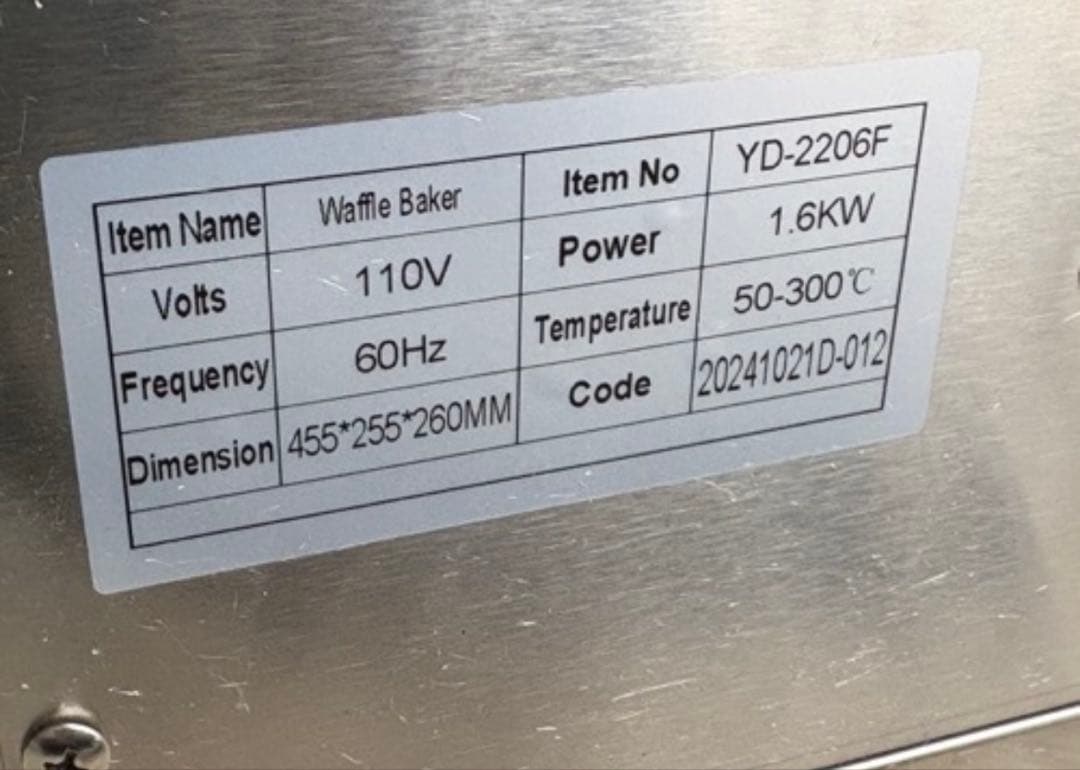値下げ中　Waffle Baker YD-2206F ベビーカステラ機械　業務用