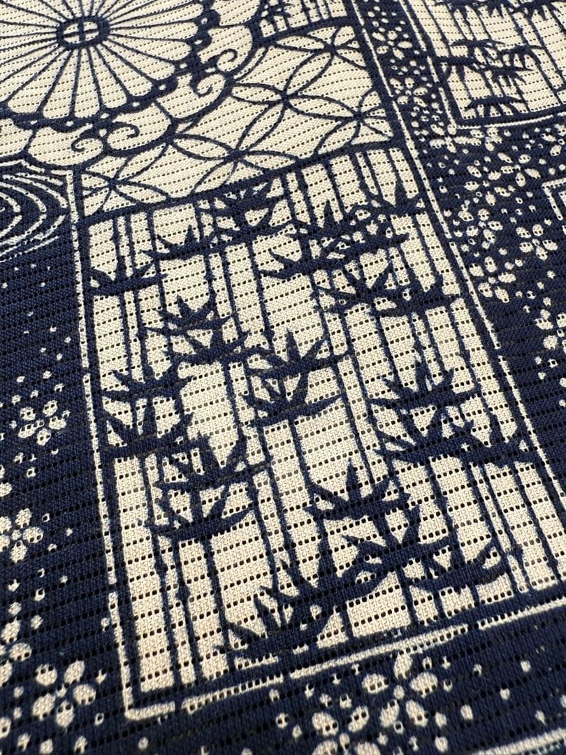 高級 浴衣 長板中形 長板正藍染 初山寛 無形文化財 綿絽 残布付き