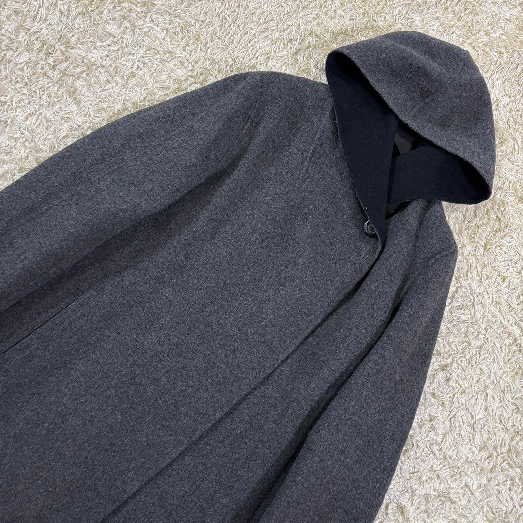 美品　23区　アンゴラ ウール　ポンチョ風　フード　ミドルコート　38