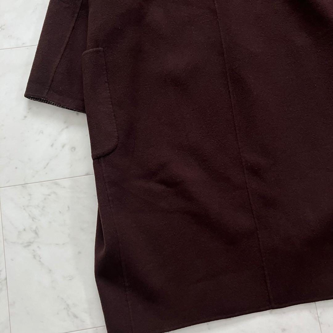 プラージュ ウールリバーコート リバーシブル ブラウン チェック 38