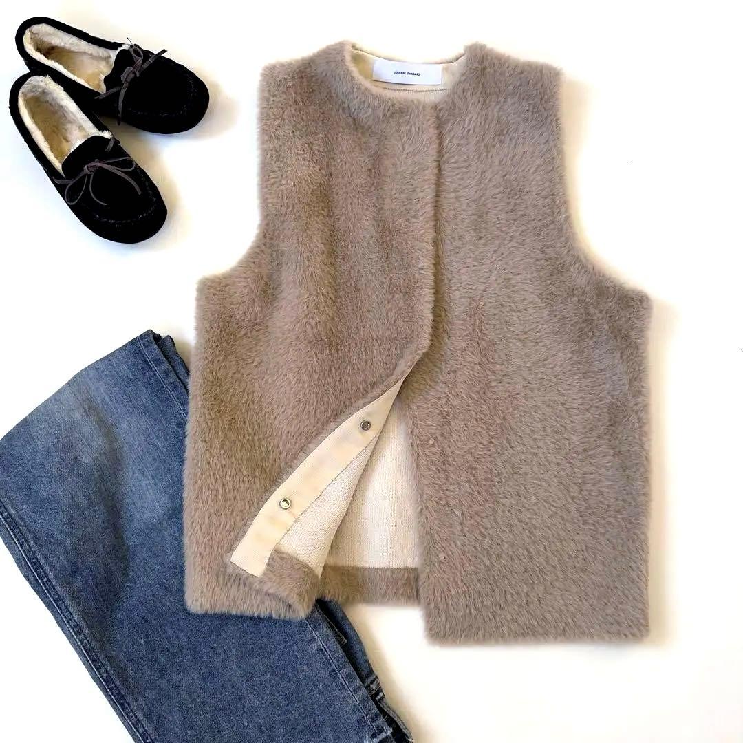 訳あり人気商品✨ジャーナルスタンダード　ダブルフェイスフェザークルーネックベスト