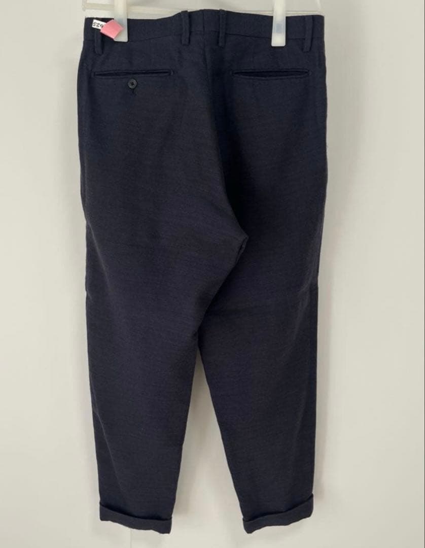 COMOLI ウール×リネン ネイビーテーパードパンツ サイズ3