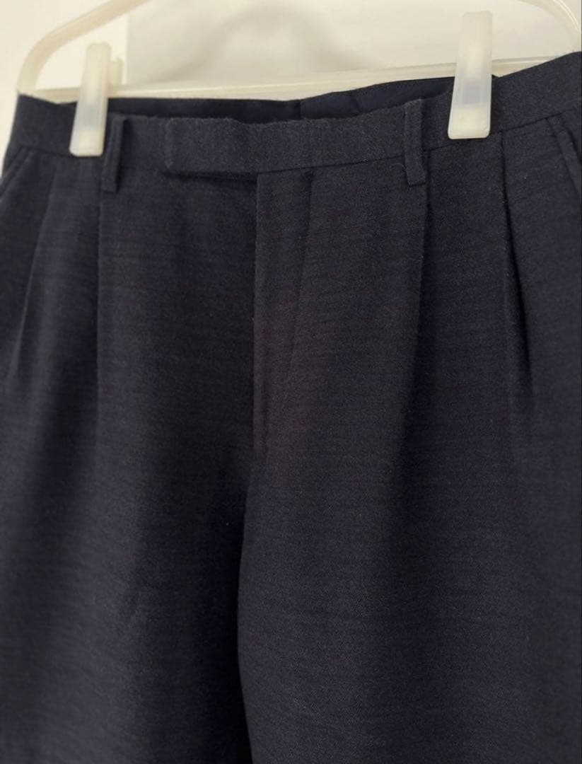 COMOLI ウール×リネン ネイビーテーパードパンツ サイズ3