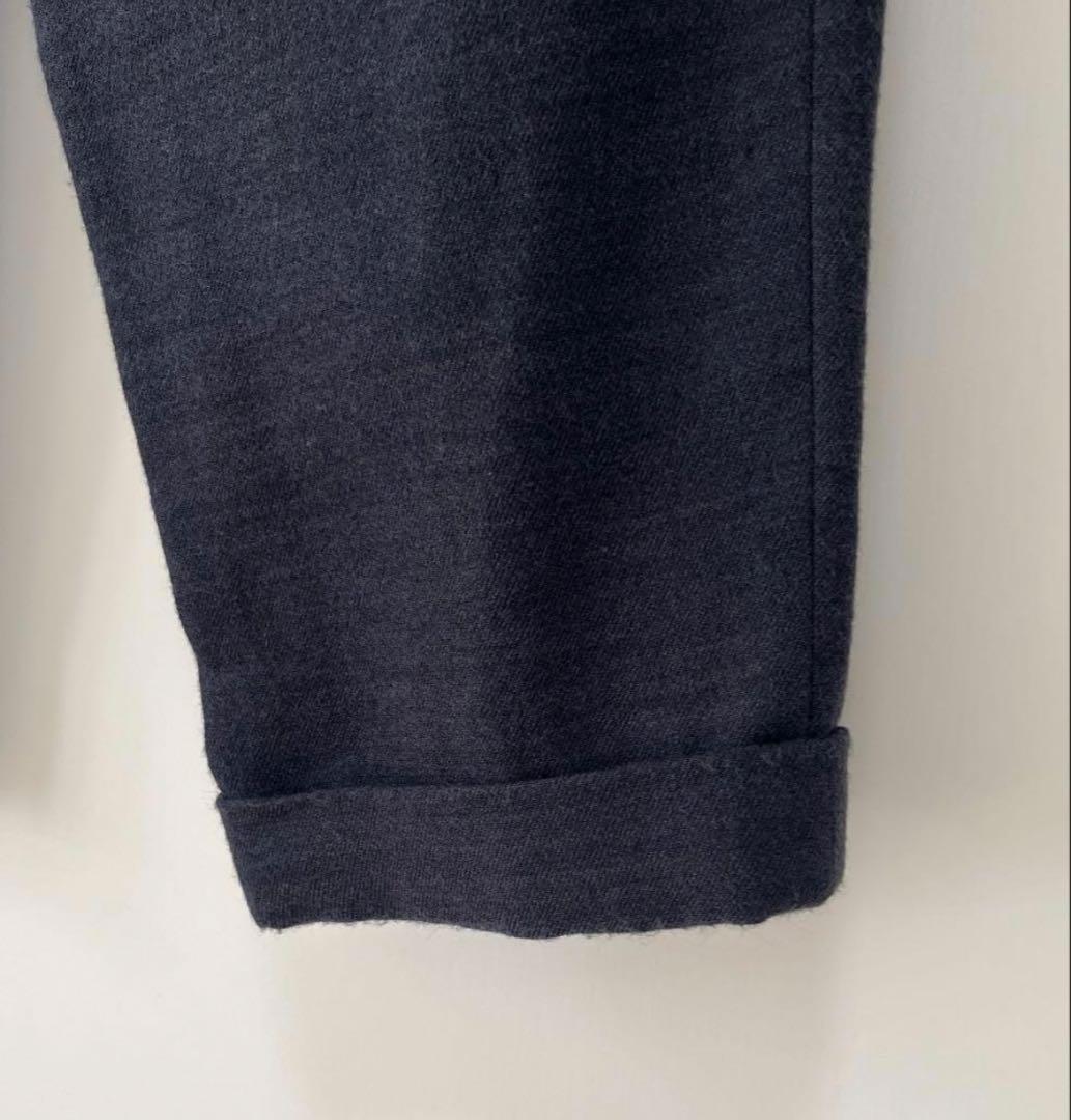 COMOLI ウール×リネン ネイビーテーパードパンツ サイズ3