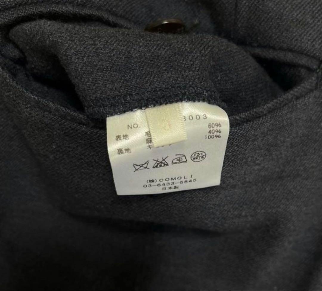 COMOLI ウール×リネン ネイビーテーパードパンツ サイズ3