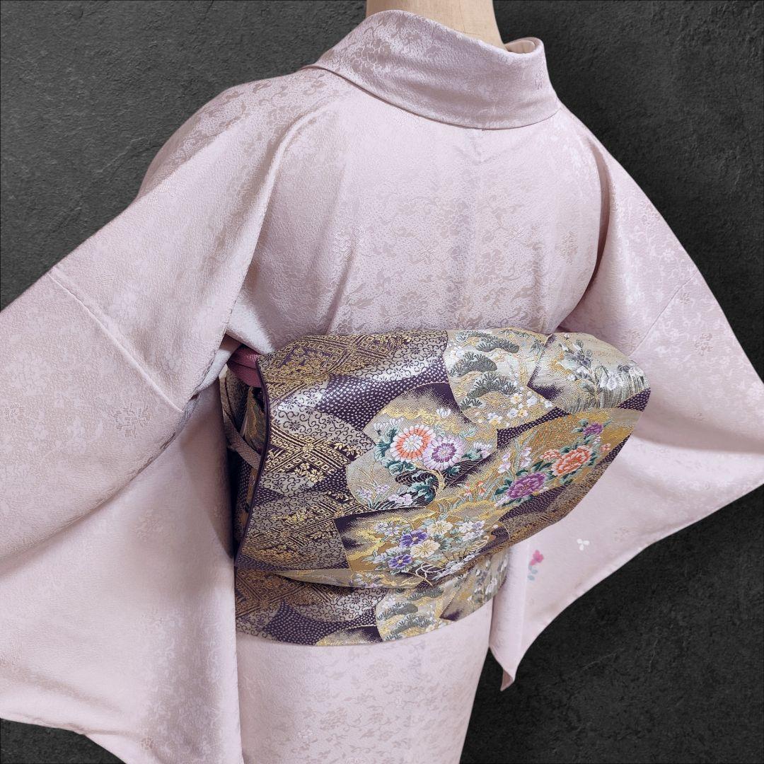 ❰6555❱ フルセット　付け下げ　桜鼠　付下げ　袋帯　入学式　卒業式　正絹着物