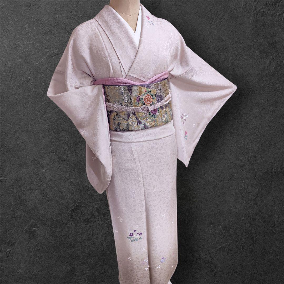 ❰6555❱ フルセット　付け下げ　桜鼠　付下げ　袋帯　入学式　卒業式　正絹着物
