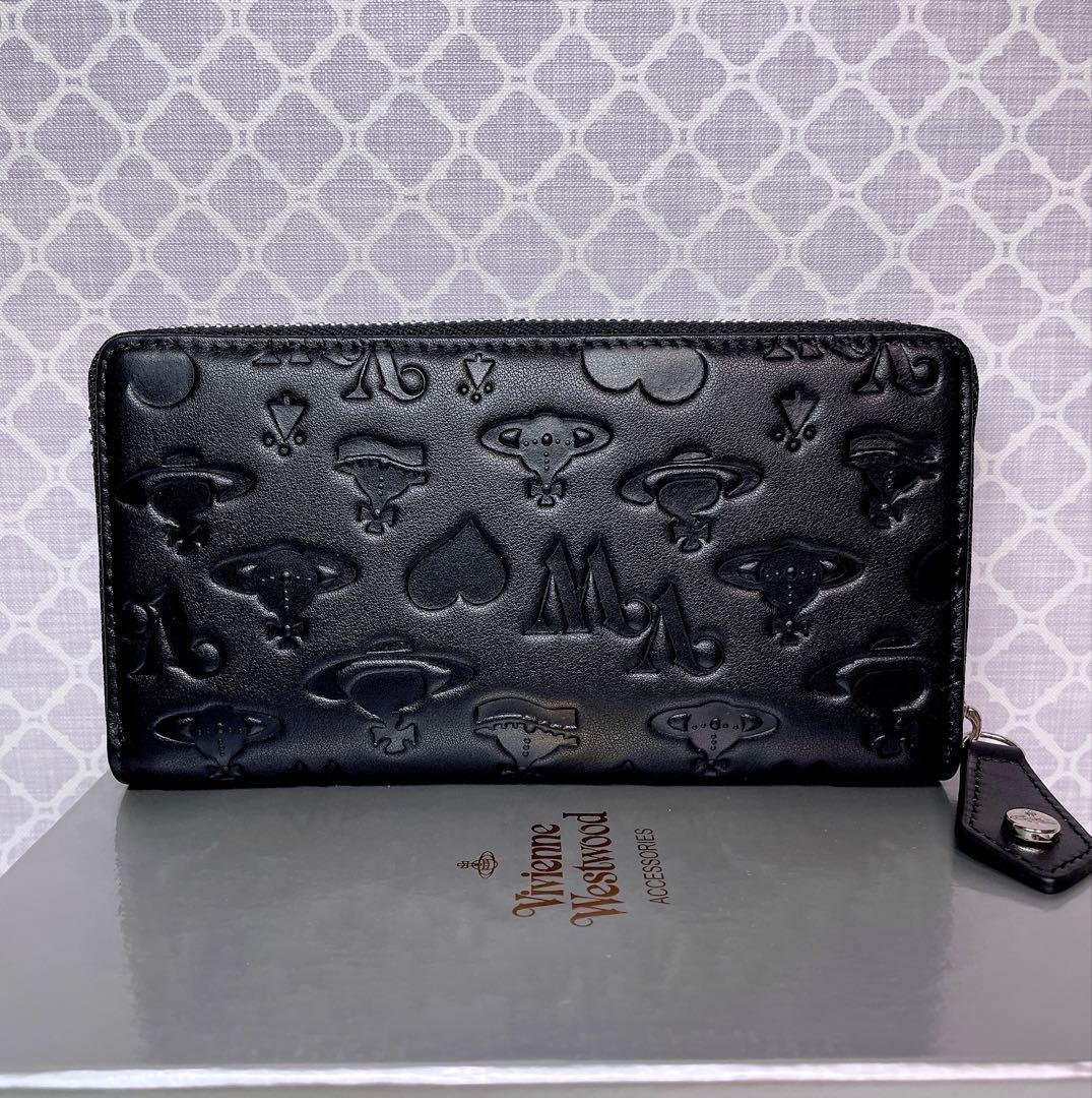 【内側に素敵な柄✩】Vivienne Westwood 長財布 マット 黒